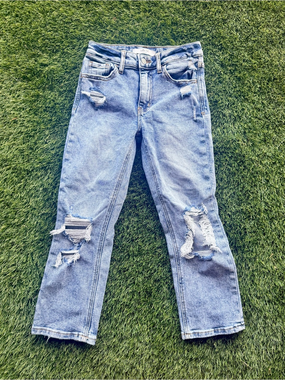 Willow + Root BUCKLE Light Blue Distressed Straight-Leg Jeans